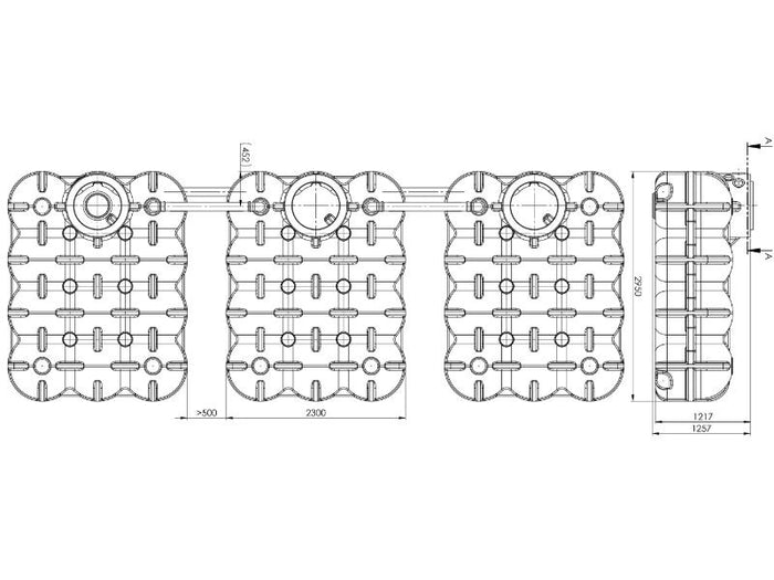 Nautilus Flachtank-Zisterne Hudson TRIO 15.000 Liter mit Pumpensumpf, 1 Behälter mit Korbfilter & Si