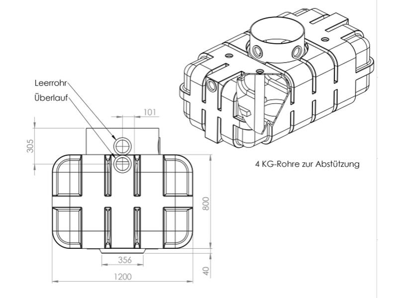 Nautilus Flachtank-Zisterne Ozeanis 1.700 Liter inkl. 3 Lippendichtungen