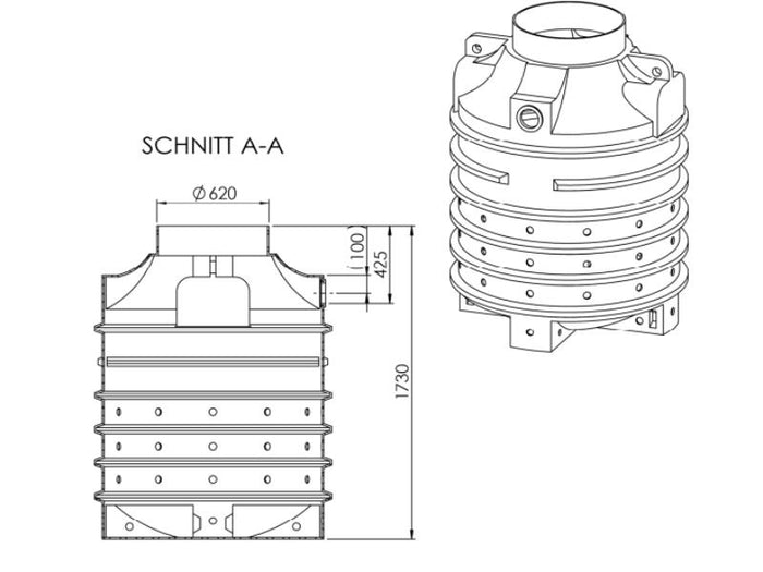 Nautilus Sickerschacht Ozeanis 1.500 Liter, inkl. Lippendichtung