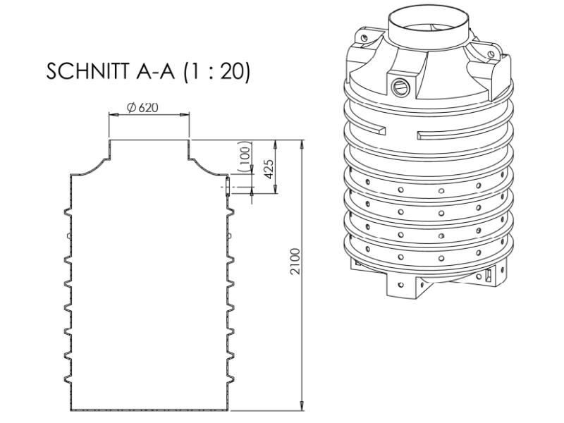 Nautilus Sickerschacht Ozeanis 2.000 Liter, inkl. Lippendichtung
