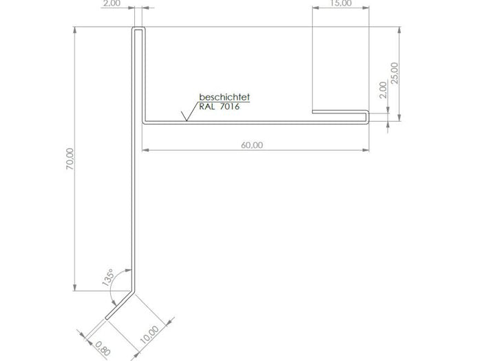 Ortblech mit Wasserpfalz, Typ 3a, anthrazitgrau - 1 Stück