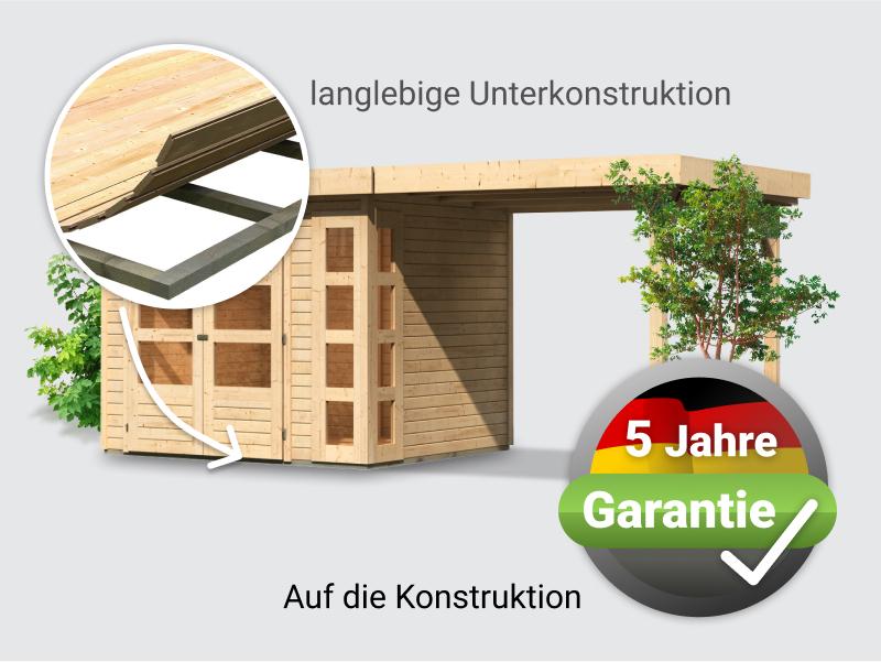 Osb smart choice Gartenhaus Kerken 3 natur inkl. Fußboden und Anbaudach 2,40 m