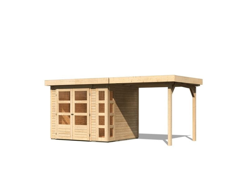 Osb smart choice Gartenhaus Kerken 3 natur inkl. Fußboden und Anbaudach 2,40 m