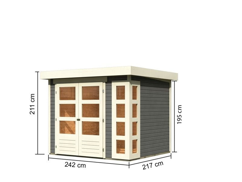 Osb smart choice Gartenhaus Kerken 3 terragrau inkl. Fußboden