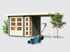 Osb smart choice Gartenhaus Kerken 3 terragrau inkl. Fußboden und Anbaudach 2,40 m