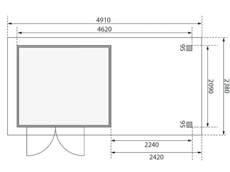 Osb smart choice Gartenhaus Kerken 3 terragrau inkl. Fußboden und Anbaudach 2,40 m