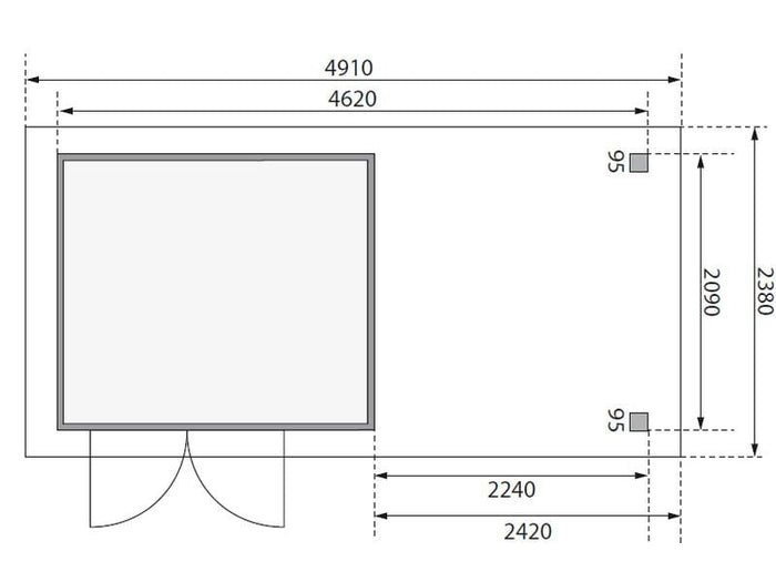 Osb smart choice Gartenhaus Kerken 3 terragrau inkl. Fußboden und Anbaudach 2,40 m