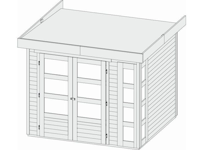 Osb smart choice Gartenhaus Kerken 3 terragrau inkl. Fußboden und Anbaudach 2,40 m