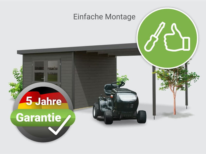 Osb smart choice Hybrid Gartenhaus Woodtallic B, terragrau/anthrazit im Set mit Fußboden, inkl. 3 m