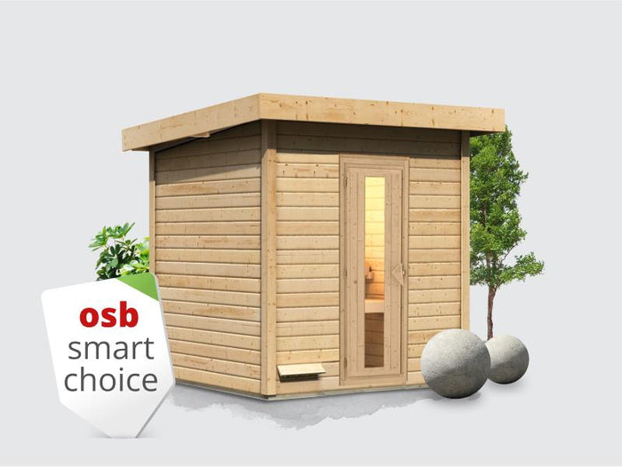 Osb smart choice Saunahaus Hella 2 38 mm - ohne Ofen - inkl. Dacheindeckung und Fußboden