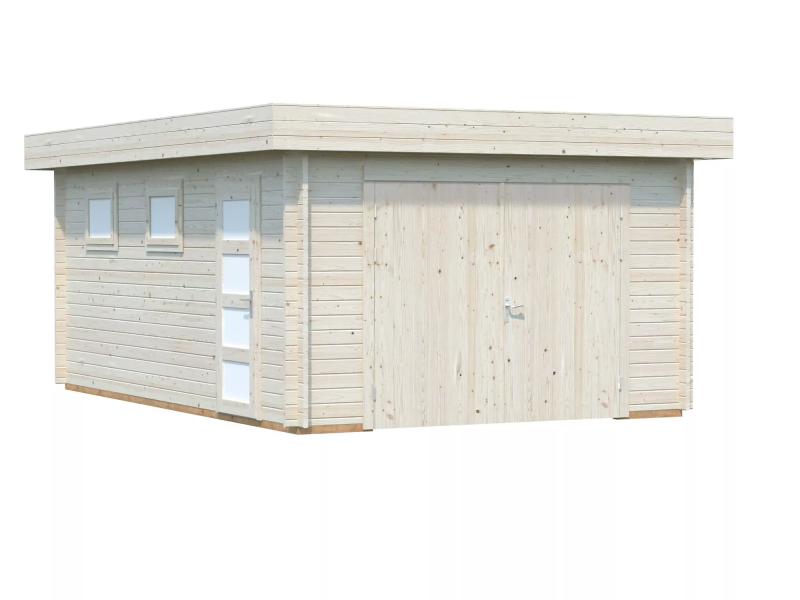 Palmako Blockbohlen-Garage Rasmus 19,0 44 mm natur mit Holztor