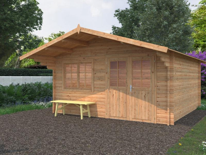 Palmako Blockbohlenhaus Britta 17,5 40 mm braune Tauchgrundierung