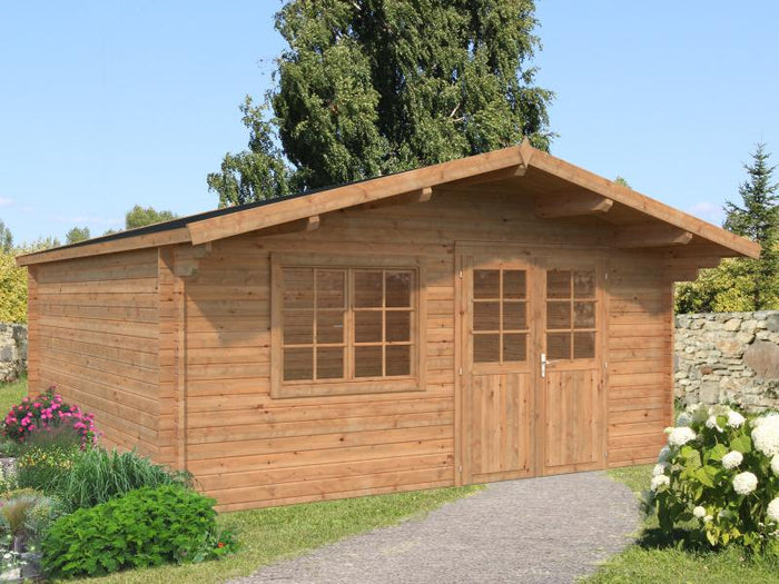 Palmako Blockbohlenhaus Britta 22,3 40 mm braune Tauchgrundierung