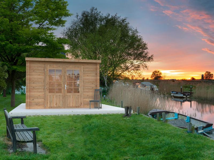 Palmako Blockbohlenhaus Ella 8,7 28 mm braune Tauchgrundierung