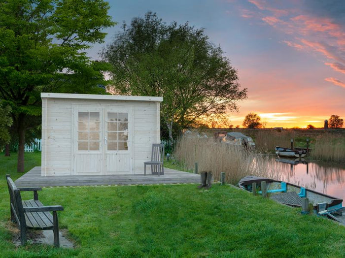 Palmako Blockbohlenhaus Ella 8,7 28 mm transparente Tauchgrundierung