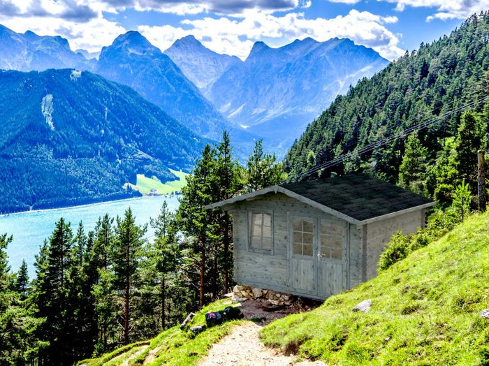 Palmako Blockbohlenhaus Emma 10,4 34 mm graue Tauchgrundierung