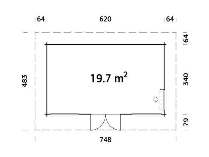 Palmako Blockbohlenhaus Heidi 19,7 70 mm natur