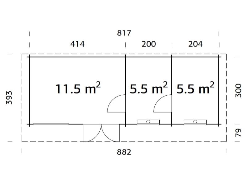 Palmako Blockbohlenhaus Heidi 22,5 3-Raum 70 mm natur