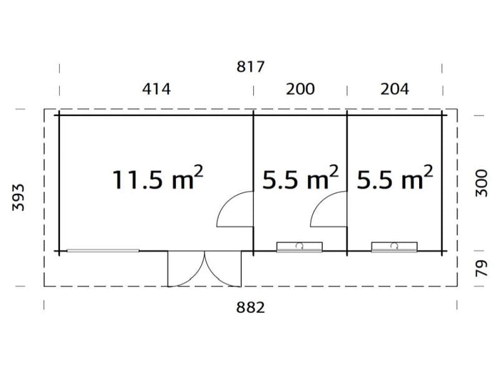 Palmako Blockbohlenhaus Heidi 22,5 3-Raum 70 mm natur