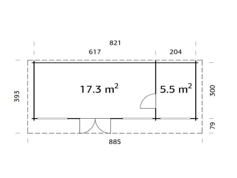 Palmako Blockbohlenhaus Heidi 22,8 3-Raum 70 mm natur