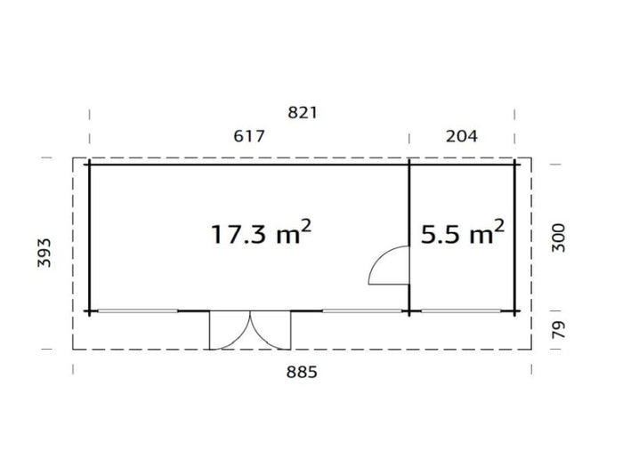 Palmako Blockbohlenhaus Heidi 22,8 3-Raum 70 mm natur