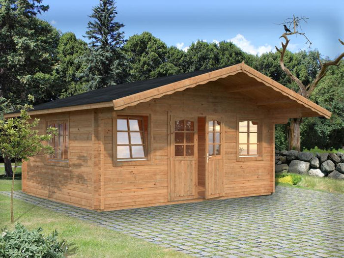 Palmako Blockbohlenhaus Helena 18,6 70 mm braune Tauchgrundierung