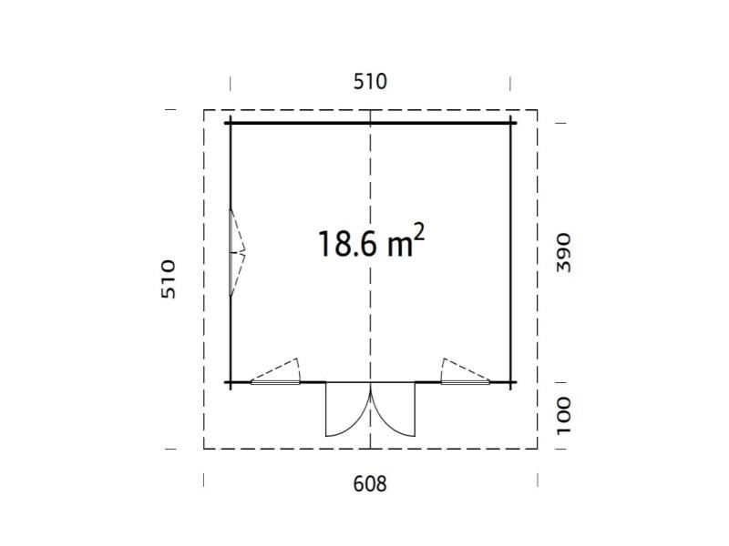 Palmako Blockbohlenhaus Helena 18,6 70 mm graue Tauchgrundierung