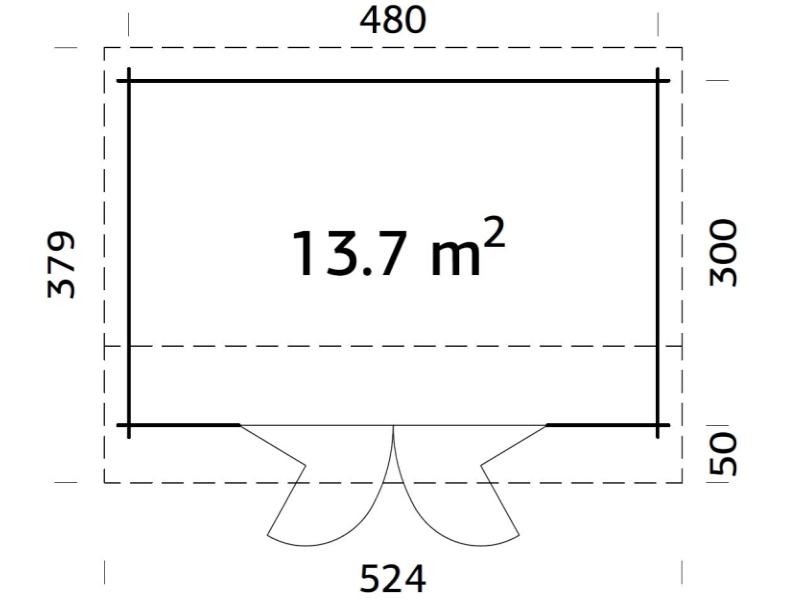 Palmako Blockbohlenhaus Ines 13,7 mit Falttür 44 mm natur