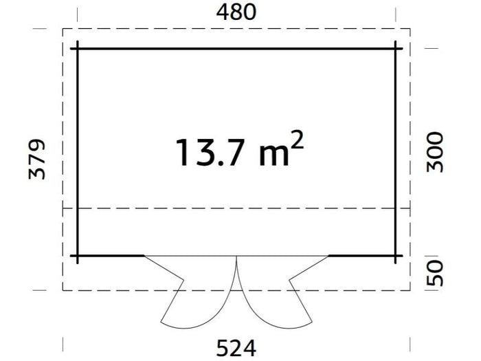 Palmako Blockbohlenhaus Ines 13,7 mit Falttür 44 mm natur