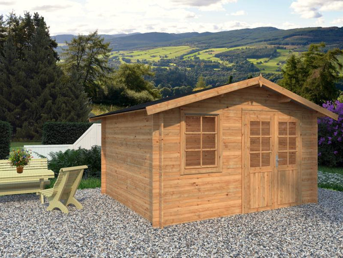 Palmako Blockbohlenhaus Klara 10,4 28 mm braune Tauchgrundierung