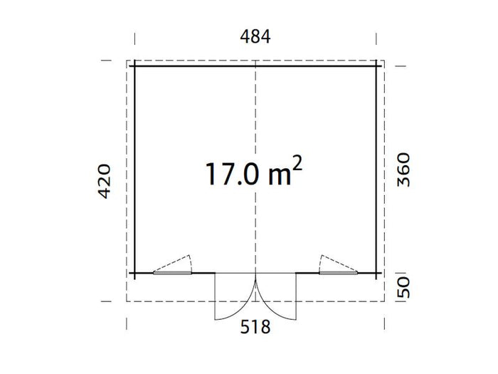 Palmako Blockbohlenhaus Klara 17,0 28 mm braune Tauchgrundierung