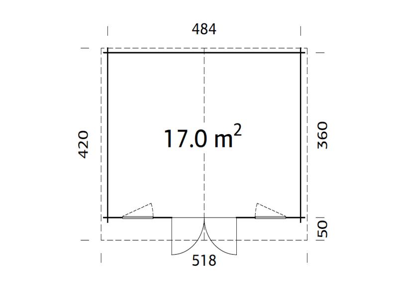 Palmako Blockbohlenhaus Klara 17,0 28 mm graue Tauchgrundierung