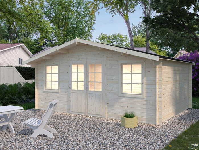 Palmako Blockbohlenhaus Klara 17,0 28 mm transparente Tauchgrundierung