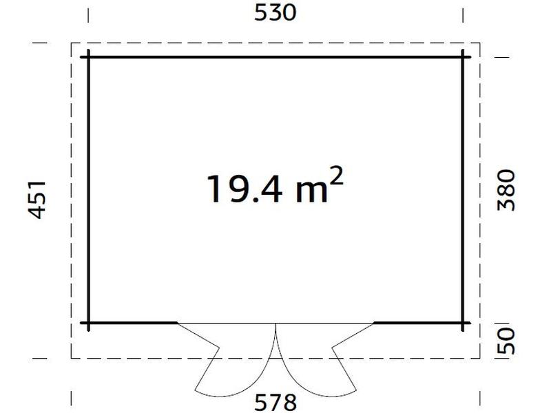Palmako Blockbohlenhaus Lea 19,4 44 mm natur