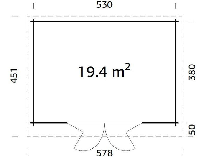 Palmako Blockbohlenhaus Lea 19,4 44 mm natur