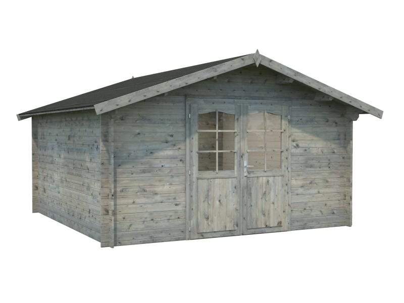 Palmako Blockbohlenhaus Lotta 13,9 34 mm graue Tauchgrundierung