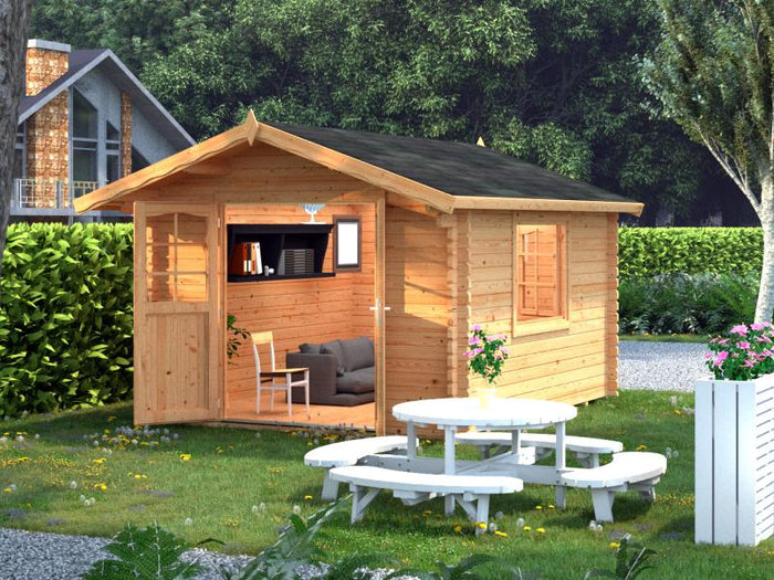 Palmako Blockbohlenhaus Sally 10,2 44 mm braune Tauchgrundierung