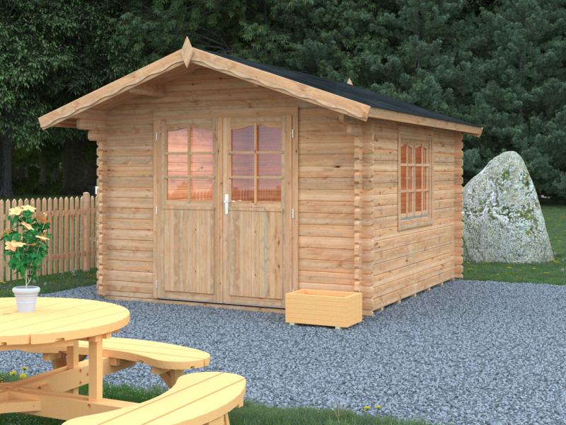 Palmako Blockbohlenhaus Sally 10,2 44 mm braune Tauchgrundierung