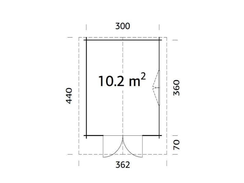 Palmako Blockbohlenhaus Sally 10,2 44 mm transparente Tauchgrundierung