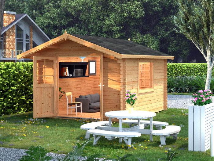 Palmako Blockbohlenhaus Sally 12,3 44 mm braune Tauchgrundierung