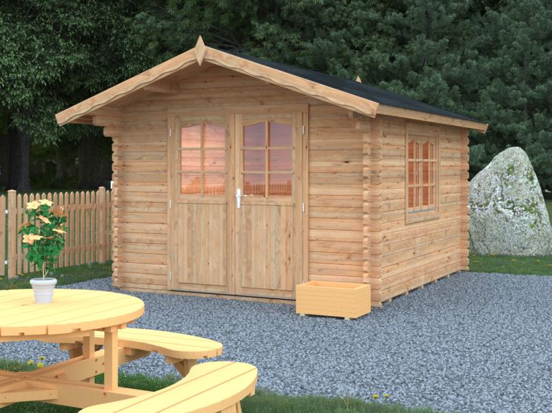 Palmako Blockbohlenhaus Sally 12,3 44 mm braune Tauchgrundierung