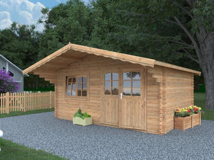 Palmako Blockbohlenhaus Sally 15,5 44 mm braune tauchgrundiert