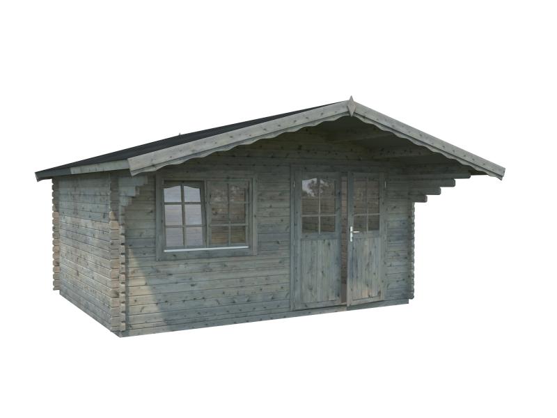 Palmako Blockbohlenhaus Sally 15,5 44 mm graue Tauchgrundierung