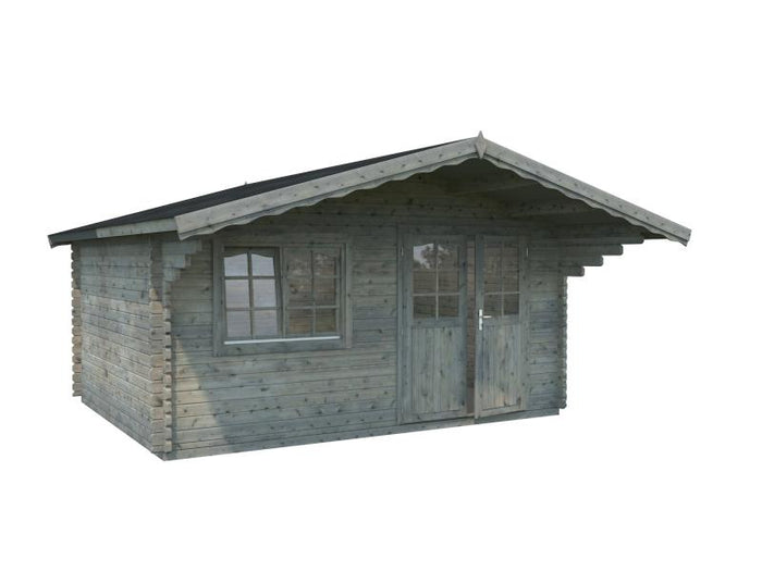 Palmako Blockbohlenhaus Sally 15,5 44 mm graue Tauchgrundierung