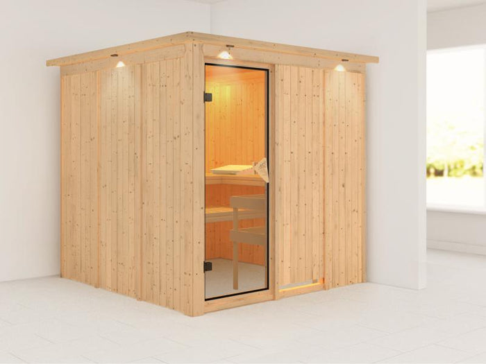 Rodin - Karibu Sauna ohne Ofen - mit Dachkranz -