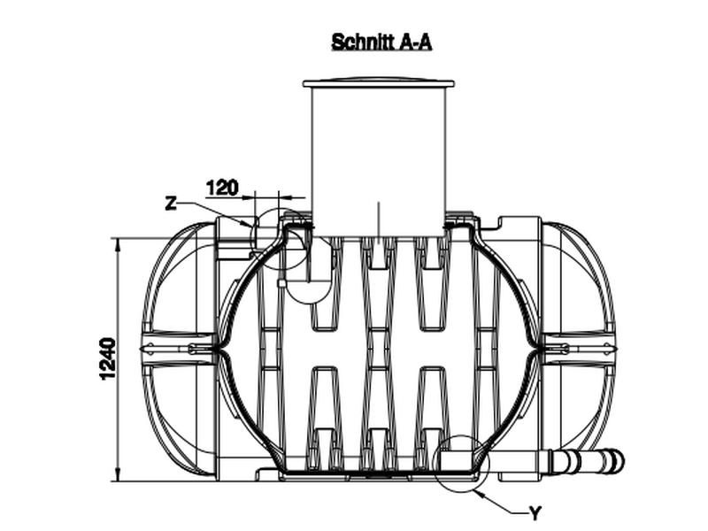 Roth Flachtank - Zisterne Twinbloc 10000 Liter (2 x 5000 L) mit höhenverstabllbarem Domschacht und A