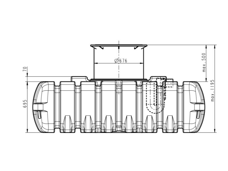 Roth Flachtank - Zisterne Twinbloc 1500 Liter mit höhenverstabllbarem Domschacht und Abdeckung
