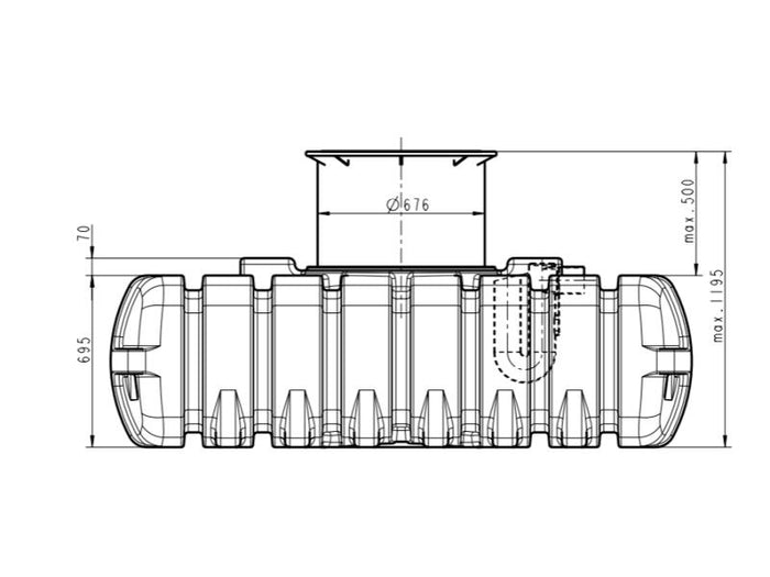 Roth Flachtank - Zisterne Twinbloc 1500 Liter mit höhenverstabllbarem Domschacht und Abdeckung