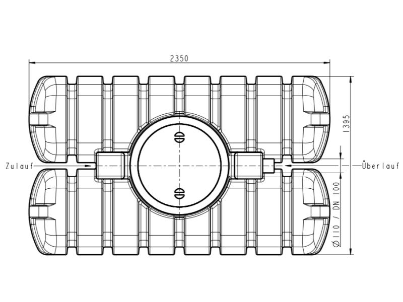 Roth Flachtank - Zisterne Twinbloc 1500 Liter mit höhenverstabllbarem Domschacht und Abdeckung