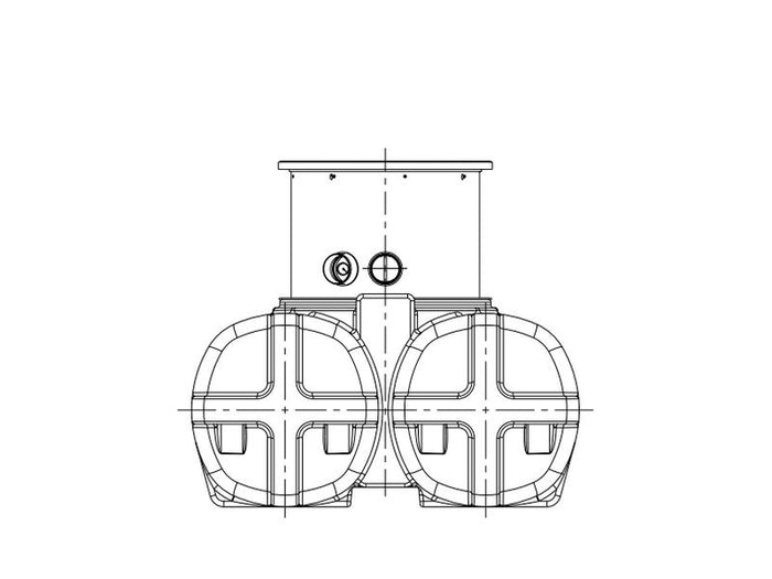 Roth Flachtank - Zisterne Twinbloc 1500 Liter mit Filterkorb, höhenverstabllbarem Domschacht und Abd